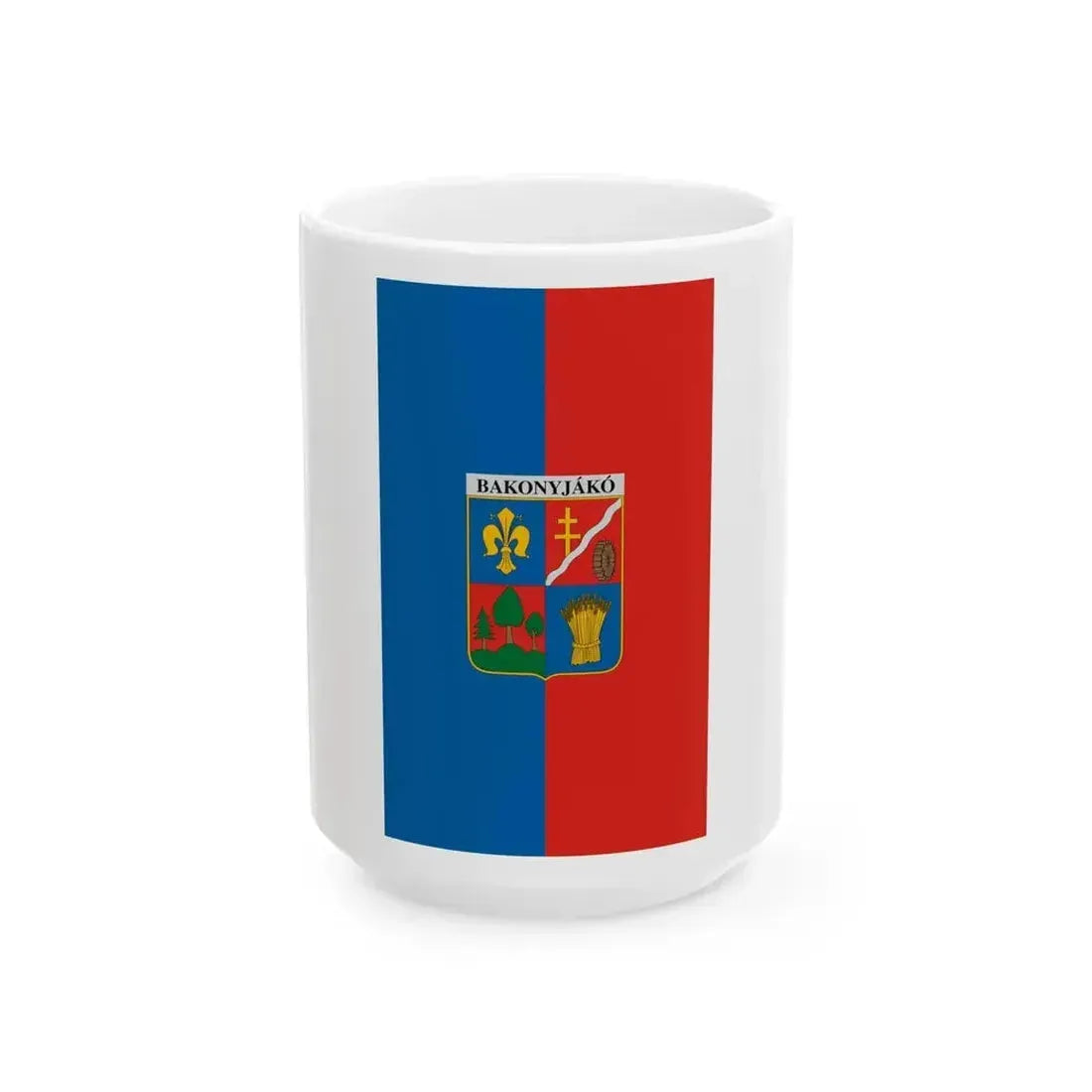 Flag of Bakonyjako vertical (Hungary) White Coffee Mug 15oz - Go Mug Yourself