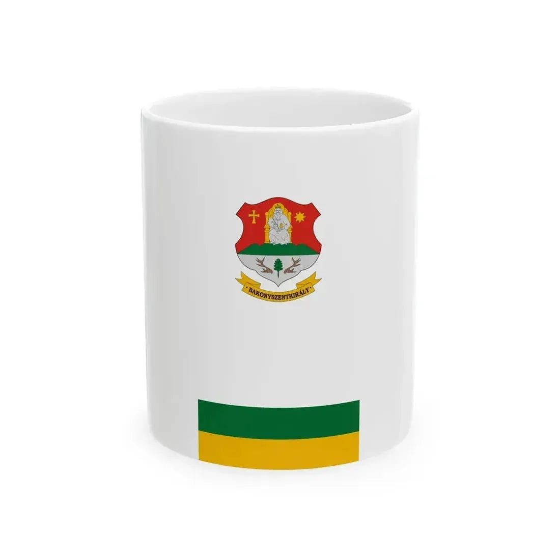 Flag of Bakonyszentkiraly vertical (Hungary) White Coffee Mug 11oz - Go Mug Yourself