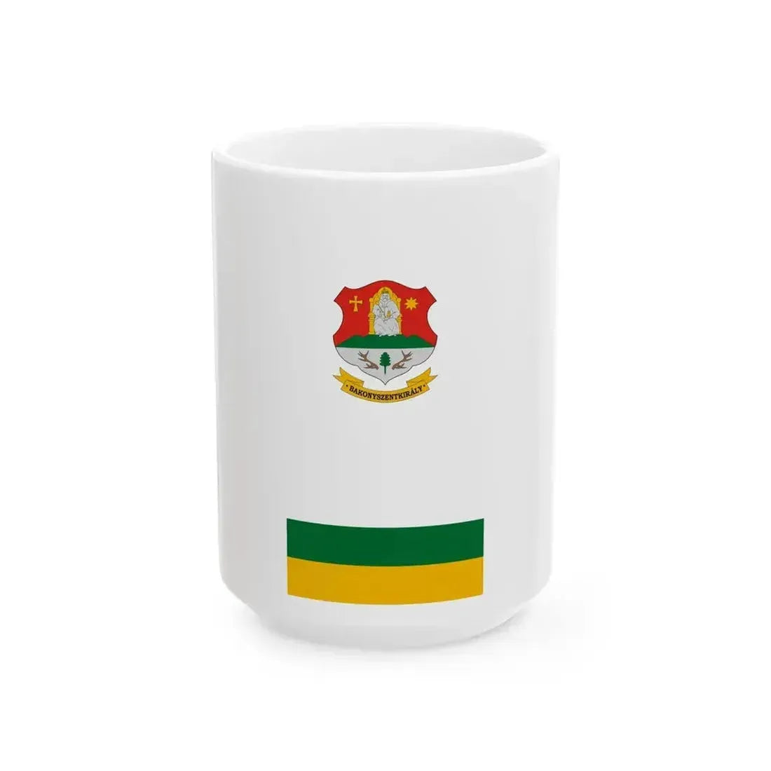 Flag of Bakonyszentkiraly vertical (Hungary) White Coffee Mug 15oz - Go Mug Yourself