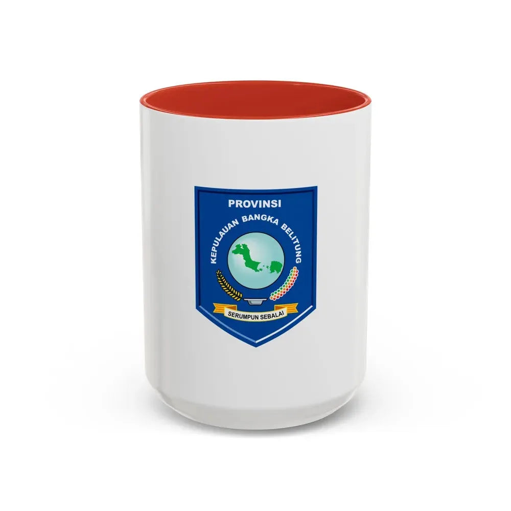 Flag of Bangka Belitung Indonesia - Accent Coffee Mug 15oz Red - Go Mug Yourself