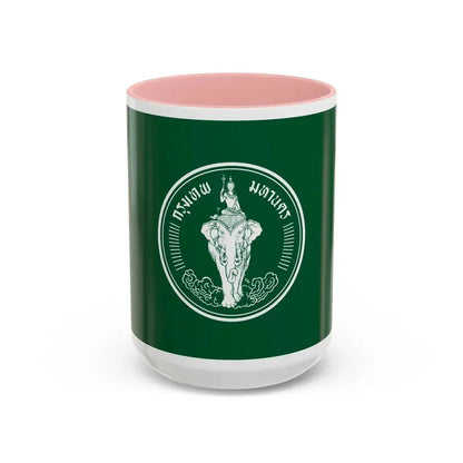 Flag of Bangkok Thailand - Accent Coffee Mug 15oz Pink - Go Mug Yourself