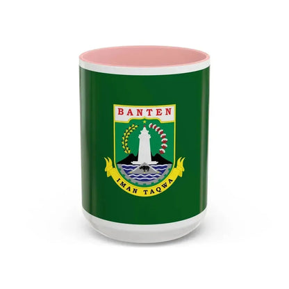 Flag of Banten Indonesia - Accent Coffee Mug 15oz Pink - Go Mug Yourself