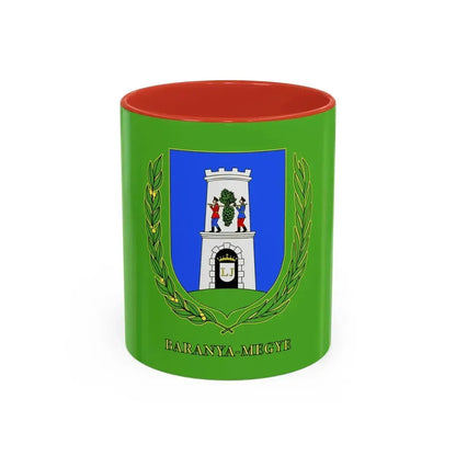 Flag of Baranya County Hungary - Accent Coffee Mug 11oz Red - Go Mug Yourself