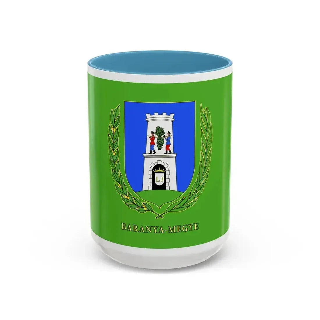 Flag of Baranya County Hungary - Accent Coffee Mug 15oz Light Blue - Go Mug Yourself