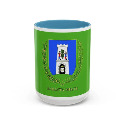 Flag of Baranya County Hungary - Accent Coffee Mug 15oz Light Blue - Go Mug Yourself