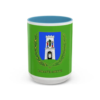Flag of Baranya County Hungary - Accent Coffee Mug 15oz Light Blue - Go Mug Yourself