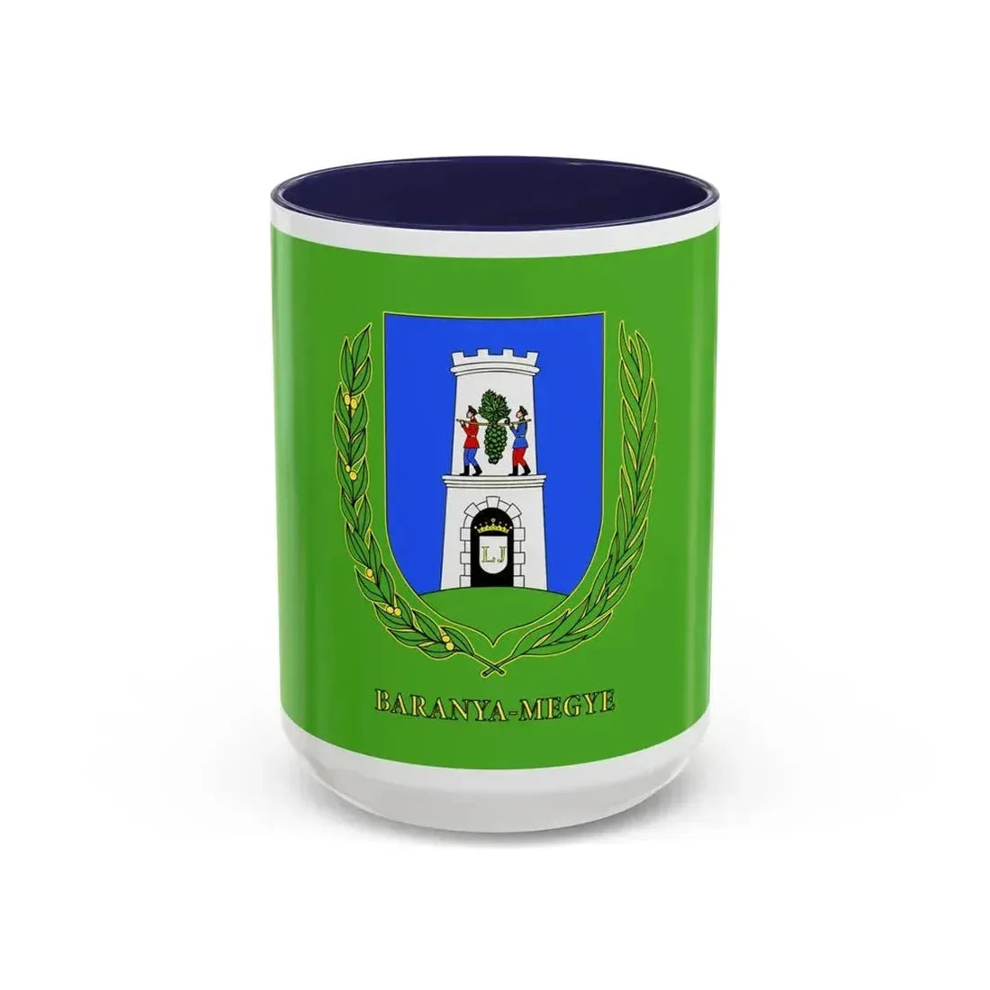 Flag of Baranya County Hungary - Accent Coffee Mug 15oz Navy - Go Mug Yourself
