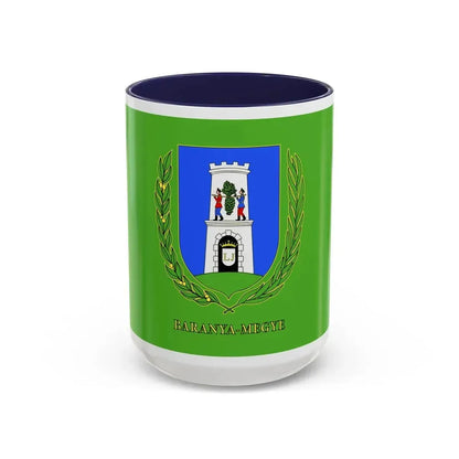 Flag of Baranya County Hungary - Accent Coffee Mug 15oz Navy - Go Mug Yourself