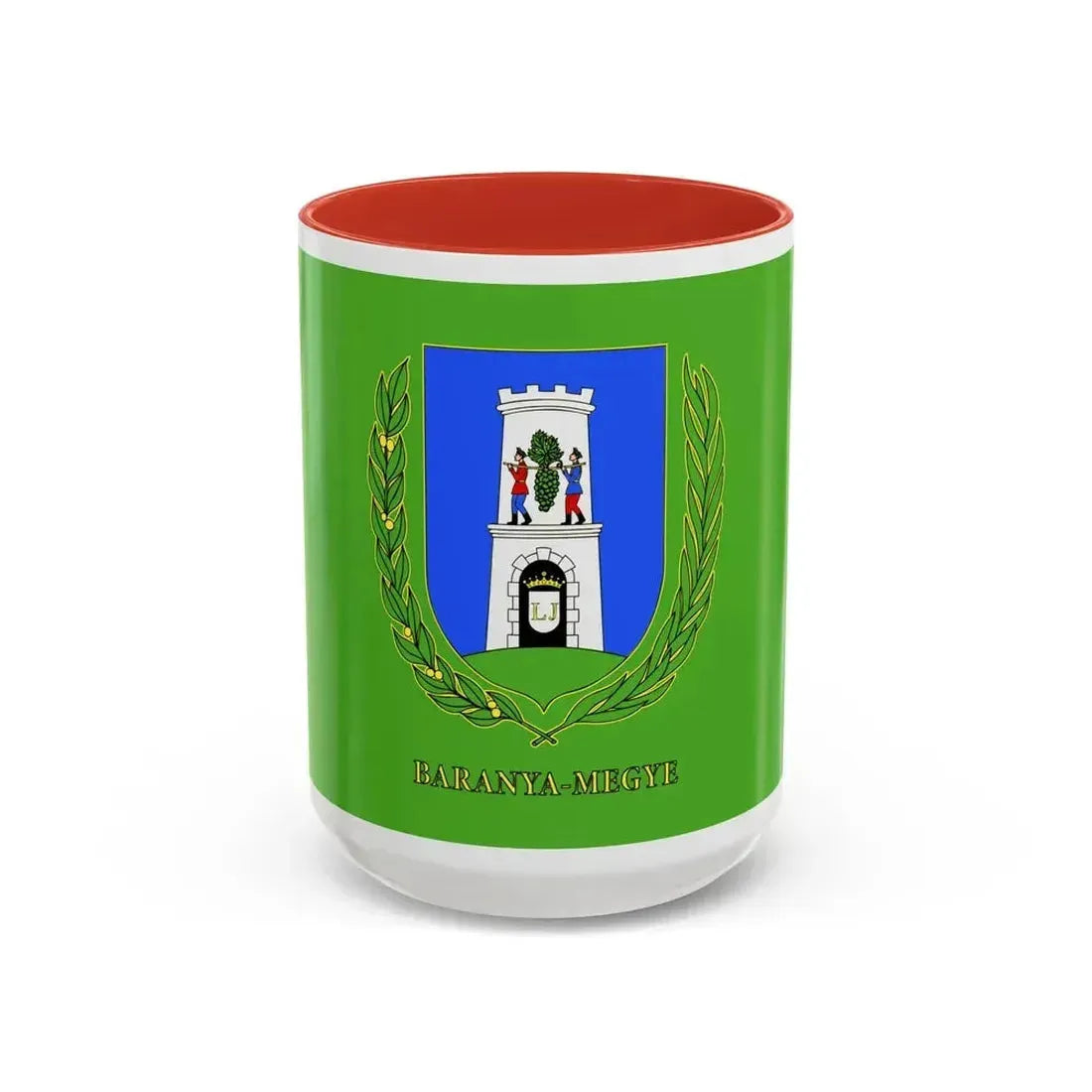 Flag of Baranya County Hungary - Accent Coffee Mug 15oz Red - Go Mug Yourself