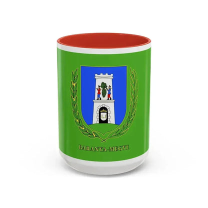 Flag of Baranya County Hungary - Accent Coffee Mug 15oz Red - Go Mug Yourself