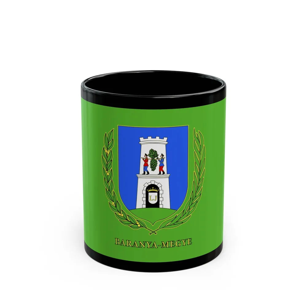 Flag of Baranya County Hungary - Black Coffee Mug-11oz-Go Mug Yourself