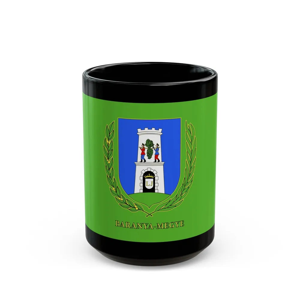 Flag of Baranya County Hungary - Black Coffee Mug-15oz-Go Mug Yourself