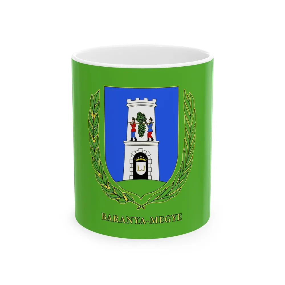 Flag of Baranya County Hungary - White Coffee Mug-11oz-Go Mug Yourself