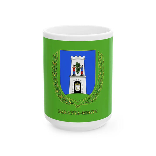 Flag of Baranya County Hungary - White Coffee Mug-15oz-Go Mug Yourself