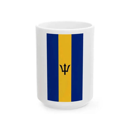 Flag of Barbados vertical banner (Barbados) White Coffee Mug 15oz - Go Mug Yourself