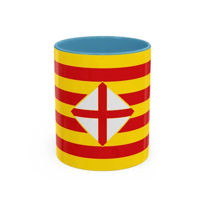 Flag of Barcelona - Accent Coffee Mug 11oz Light Blue - Go Mug Yourself