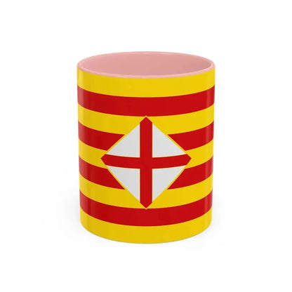 Flag of Barcelona - Accent Coffee Mug 11oz Pink - Go Mug Yourself
