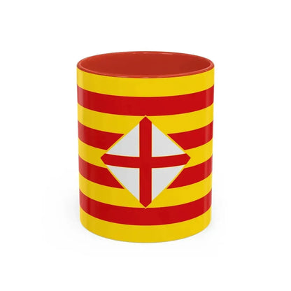 Flag of Barcelona - Accent Coffee Mug 11oz Red - Go Mug Yourself