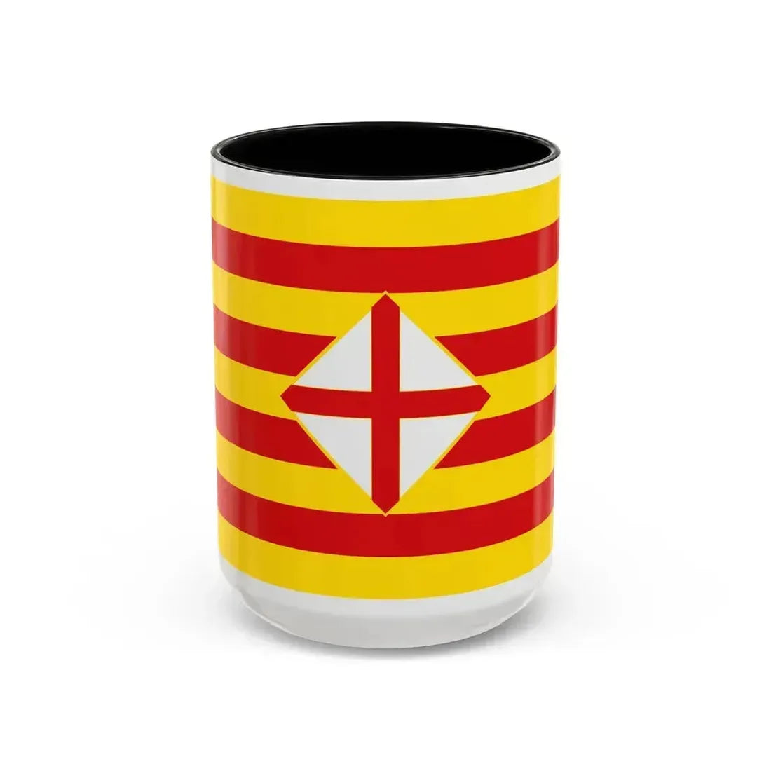 Flag of Barcelona - Accent Coffee Mug 15oz Black - Go Mug Yourself