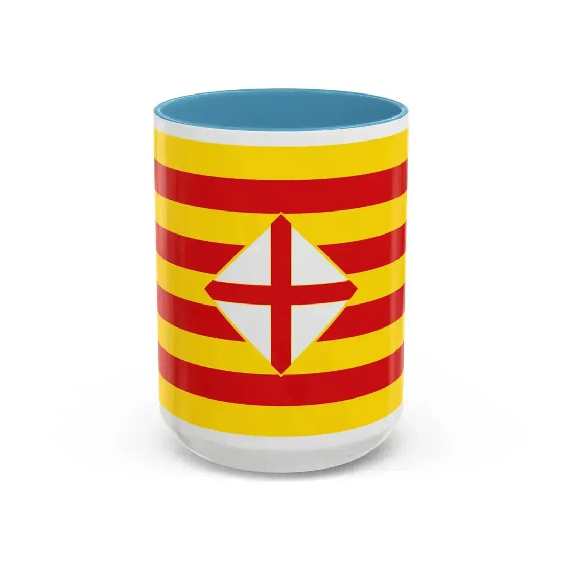 Flag of Barcelona - Accent Coffee Mug 15oz Light Blue - Go Mug Yourself