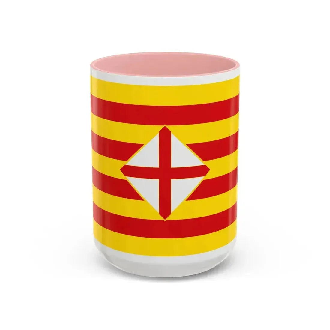 Flag of Barcelona - Accent Coffee Mug 15oz Pink - Go Mug Yourself