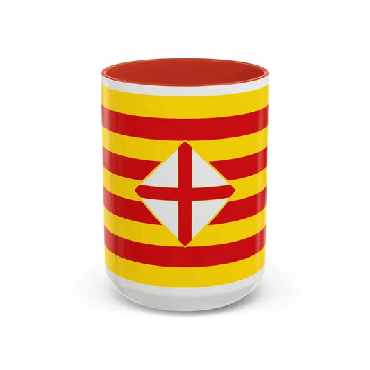 Flag of Barcelona - Accent Coffee Mug 15oz Red - Go Mug Yourself