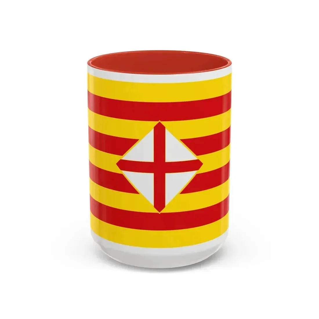 Flag of Barcelona - Accent Coffee Mug 15oz Red - Go Mug Yourself