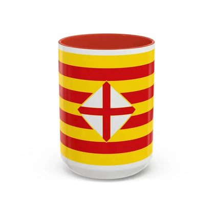 Flag of Barcelona - Accent Coffee Mug 15oz Red - Go Mug Yourself