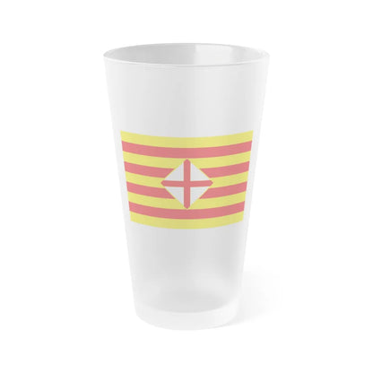 Flag of Barcelona - Frosted Pint Glass 16oz-16oz-Frosted-Go Mug Yourself