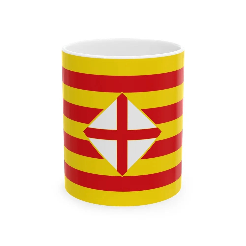 Flag of Barcelona - White Coffee Mug-11oz-Go Mug Yourself