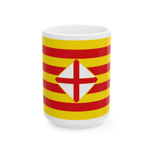 Flag of Barcelona - White Coffee Mug-15oz-Go Mug Yourself