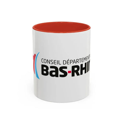 Flag of Bas Rhin France - Accent Coffee Mug 11oz Red - Go Mug Yourself