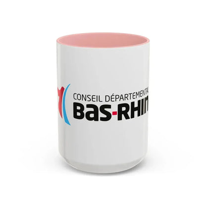 Flag of Bas Rhin France - Accent Coffee Mug 15oz Pink - Go Mug Yourself