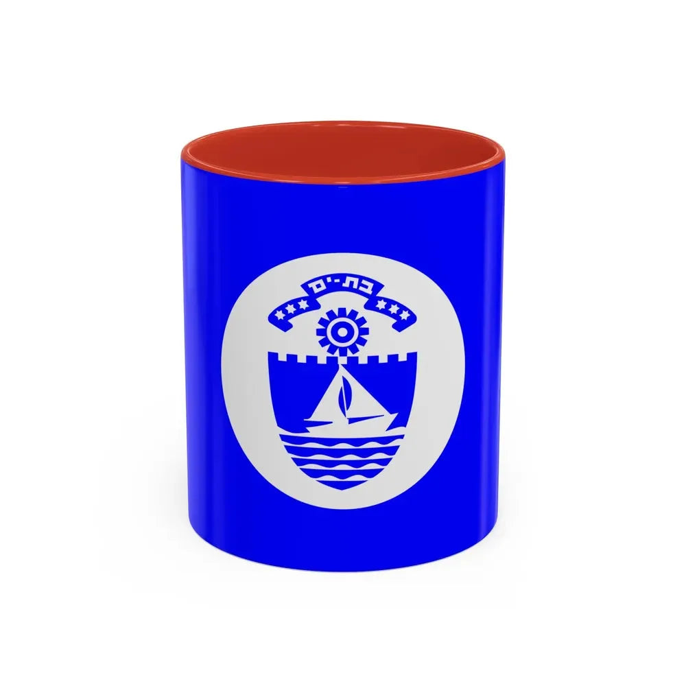 Flag of Bat Yam Israel - Accent Coffee Mug 11oz Red - Go Mug Yourself