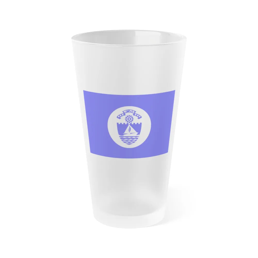 Flag of Bat Yam Israel - Frosted Pint Glass 16oz-16oz-Frosted-Go Mug Yourself