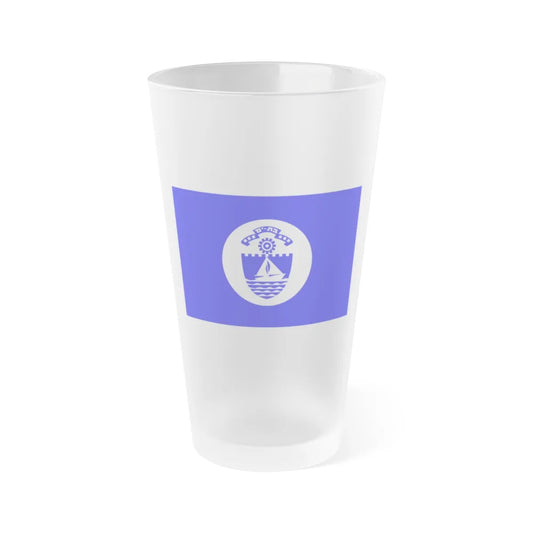 Flag of Bat Yam Israel - Frosted Pint Glass 16oz-16oz-Frosted-Go Mug Yourself