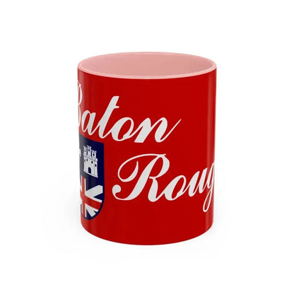 Flag of Baton Rouge, Louisiana - Accent Coffee Mug 11oz Pink 11oz - Go Mug Yourself