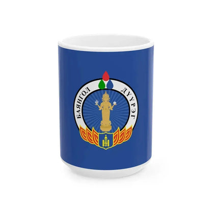 Flag of Bayangol district Ulaanbaatar (Mongolia) White Coffee Mug 15oz - Go Mug Yourself