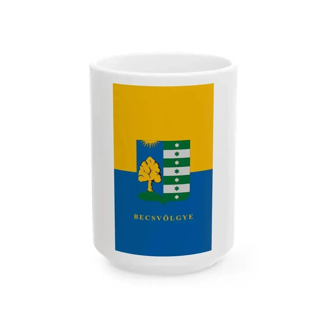 Flag of Becsvolgye vertical (Hungary) White Coffee Mug 15oz - Go Mug Yourself