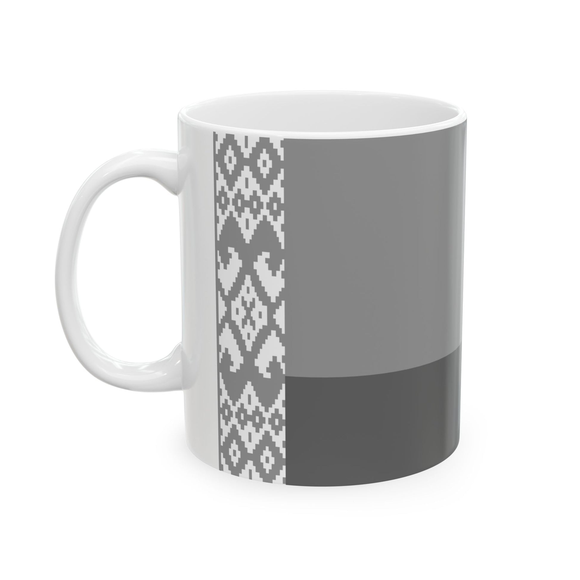 Flag of Belarus black and white variant 1 (Belarus) White Coffee Mug-Go Mug Yourself