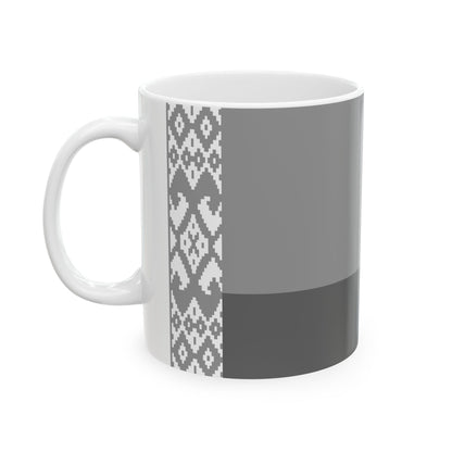 Flag of Belarus black and white variant 1 (Belarus) White Coffee Mug-Go Mug Yourself