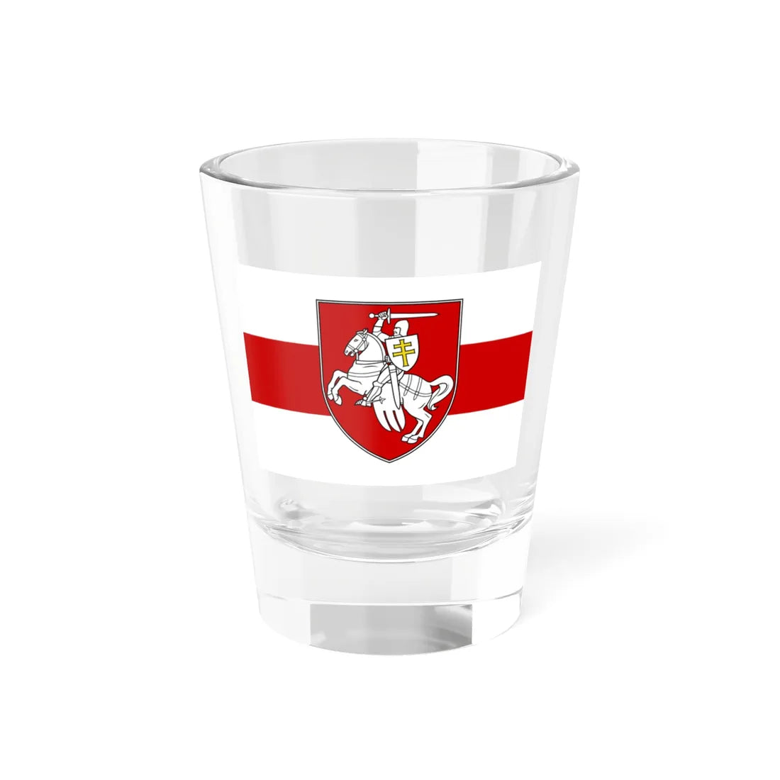 Flag of Belarus w-r-w with Arms 2020 3-2 (Belarus) (Coat of Arms) Shot Glass 1.5oz 1.5oz - Go Mug Yourself
