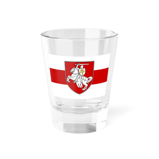 Flag of Belarus w-r-w with Arms 2020 3-2 (Belarus) (Coat of Arms) Shot Glass 1.5oz 1.5oz - Go Mug Yourself