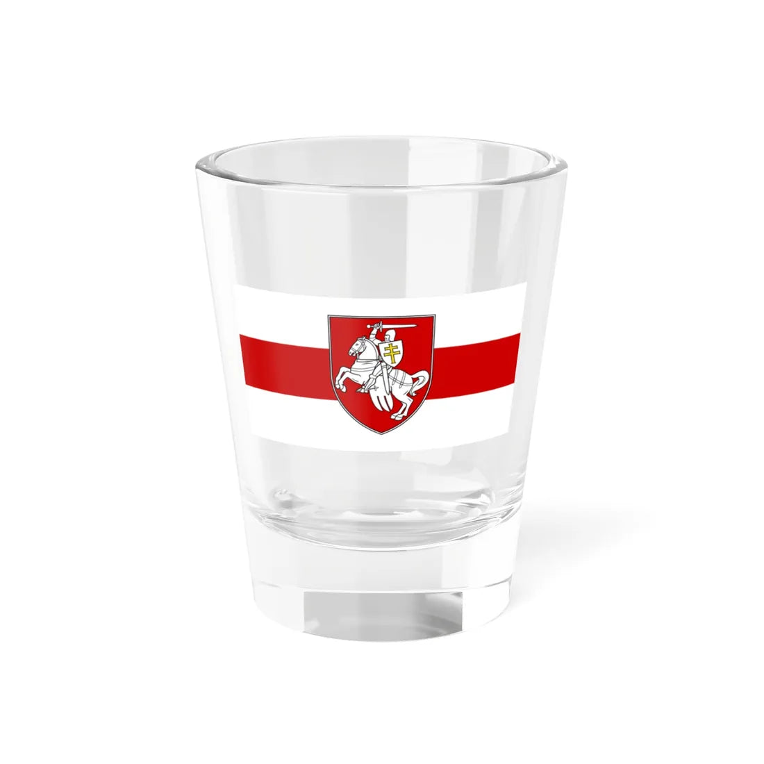 Flag of Belarus w-r-w with Arms 2020 (Belarus) (Coat of Arms) Shot Glass 1.5oz 1.5oz - Go Mug Yourself