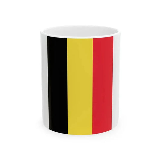 Flag of Belgium at the Royal palaces (Belgium) White Coffee Mug 11oz - Go Mug Yourself