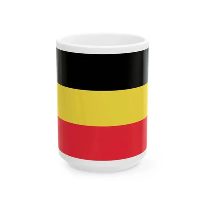 Flag of Belgium horizontal (Belgium) White Coffee Mug 15oz - Go Mug Yourself