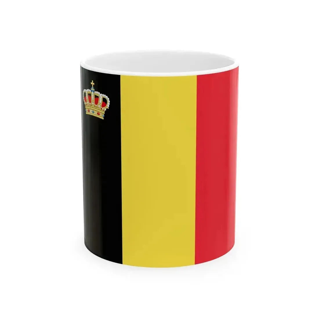 Flag of Belgium with crown (Belgium) White Coffee Mug 11oz - Go Mug Yourself