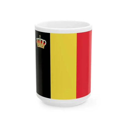 Flag of Belgium with crown (Belgium) White Coffee Mug 15oz - Go Mug Yourself