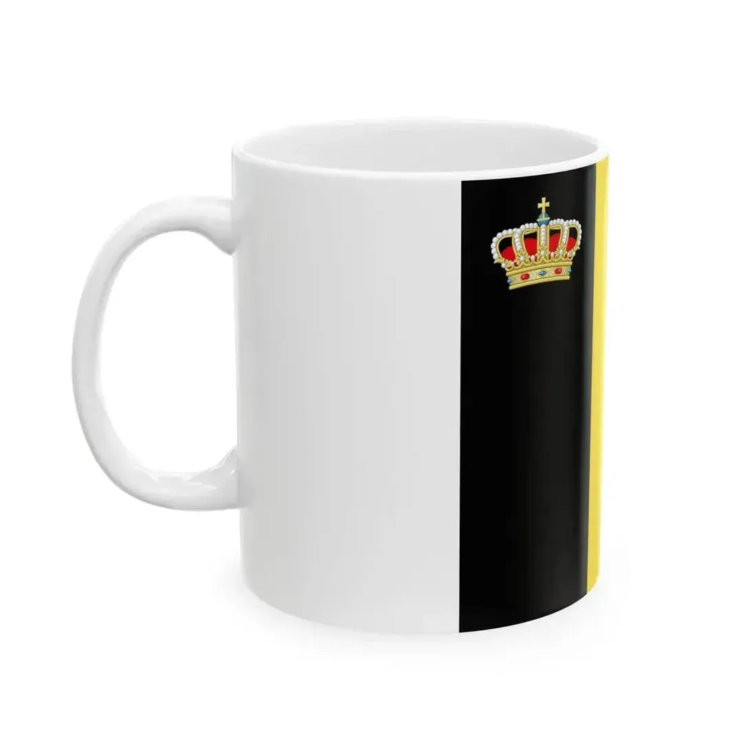 Flag of Belgium with crown (Belgium) White Coffee Mug - Go Mug Yourself