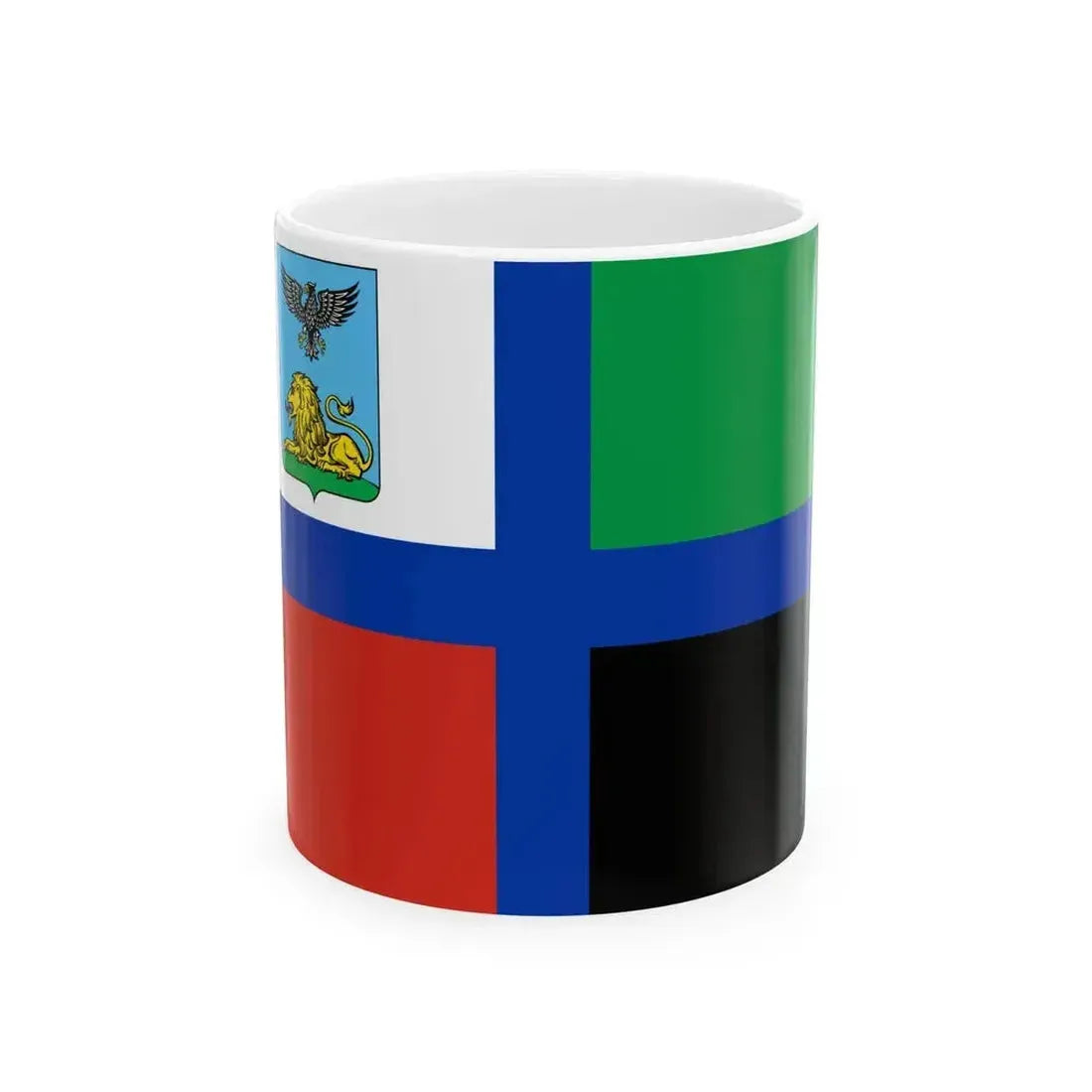 Flag of Belgorod Oblast Dark color (Russia) White Coffee Mug 11oz - Go Mug Yourself